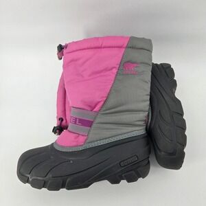 Sorel Snow Commander Boots Size 3 Pink Grey Waterproof Winter Snow Ski